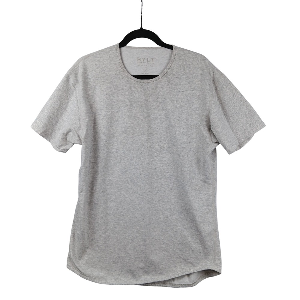 BYLT Men Premium Basics Crew Neck‎ Short Sleeve T Shirt Gray Size L Drop Cut